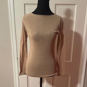 Zara Women's Tan Fitted Long Sleeve Top Shirt Size Small